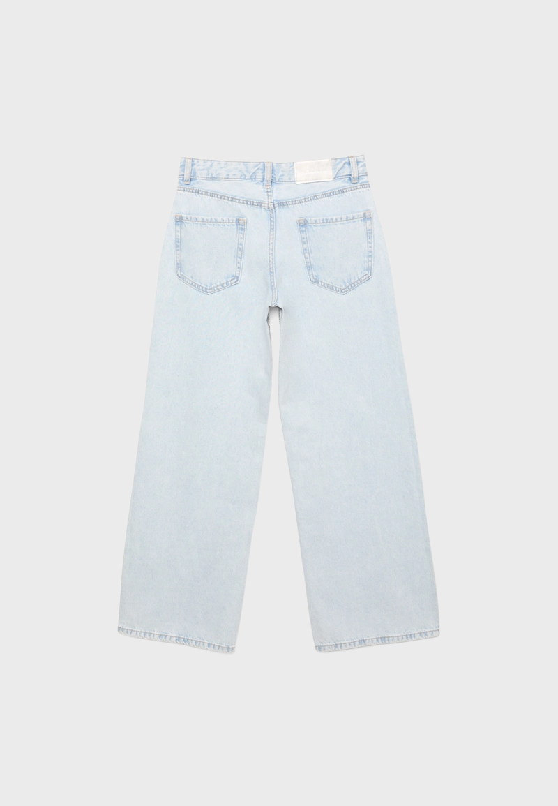 Джинсы с низкой посадкой, широкими штанинами и блестящей отделкой