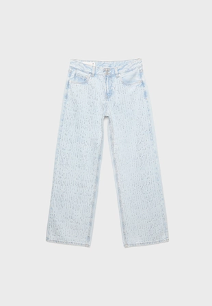 Джинсы с низкой посадкой, широкими штанинами и блестящей отделкой- Заказать в России