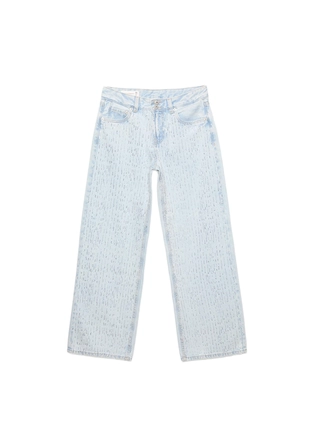 Джинсы с низкой посадкой, широкими штанинами и блестящей отделкой- Заказать в России