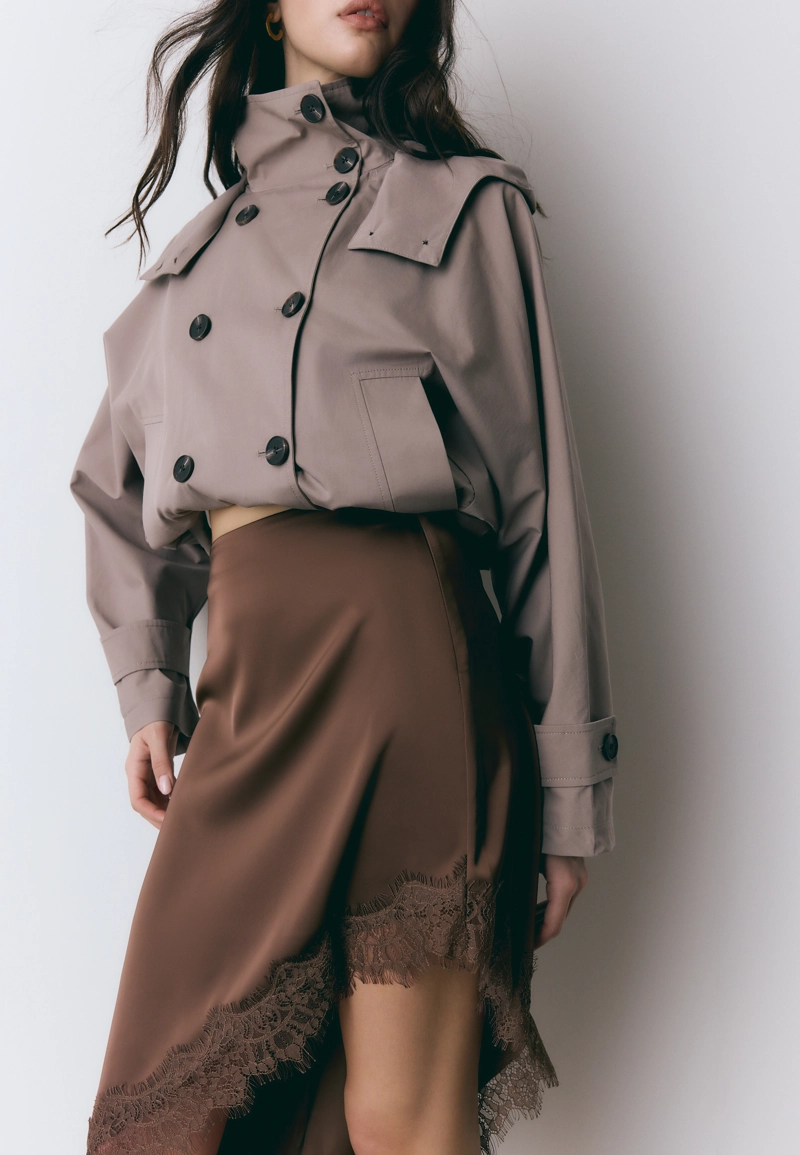 Асимметричная юбка из сатина