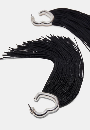 Длинные серьги-сердечки с бахромой- Заказать в России