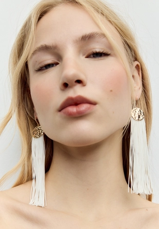 Длинные серьги с бахромой- Заказать в России