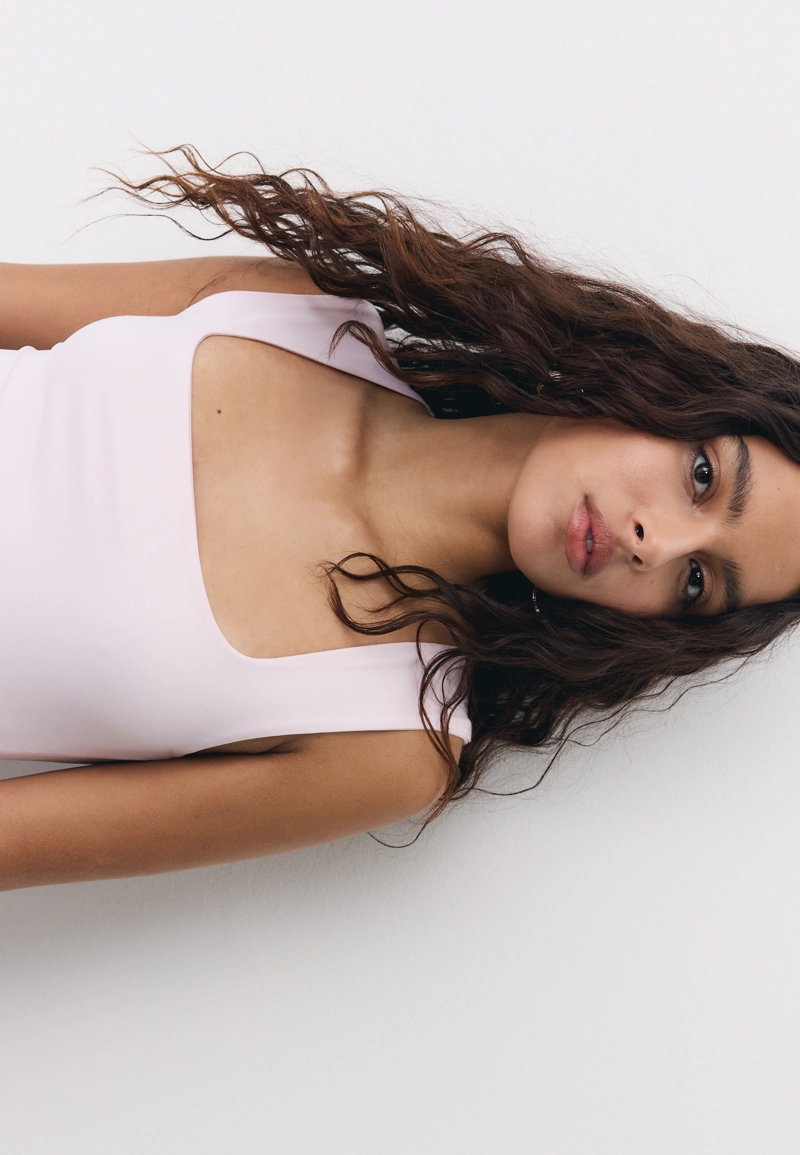 Боди из полиамида с квадратным вырезом