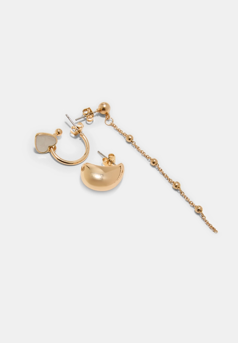 Набор из 9 серег-колец и сердечек