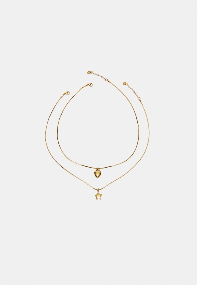 Набор из 2 водонепроницаемых ожерелий со звездой и сердцем