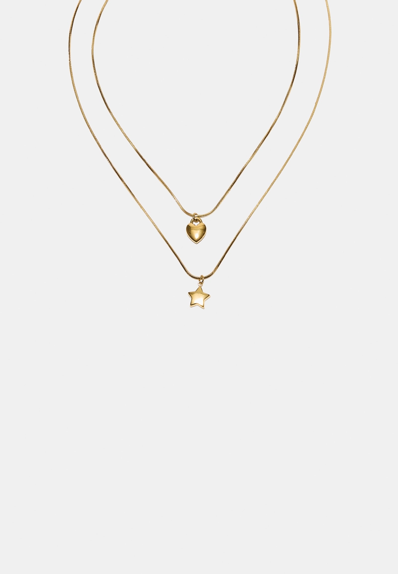 Набор из 2 водонепроницаемых ожерелий со звездой и сердцем