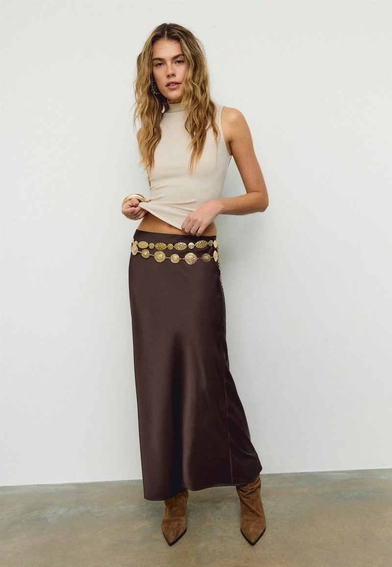 Юбка миди из сатина