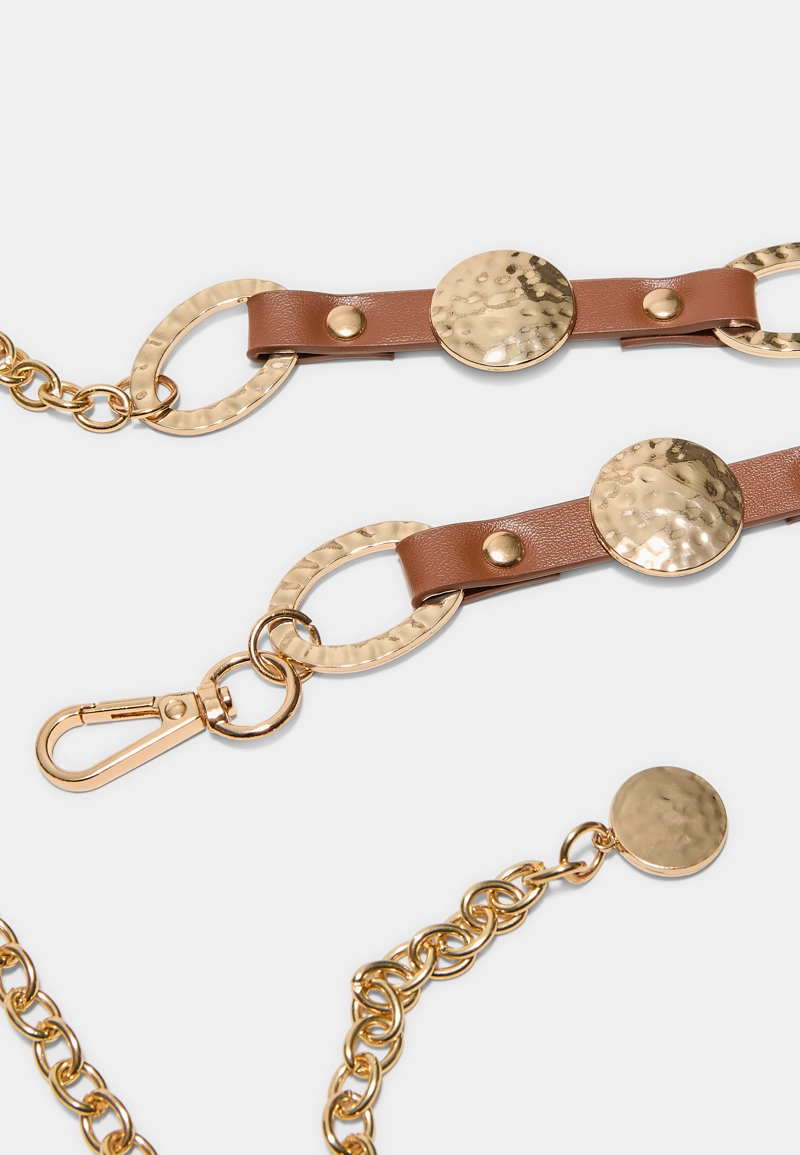 Металлический ремень из искусственной кожи