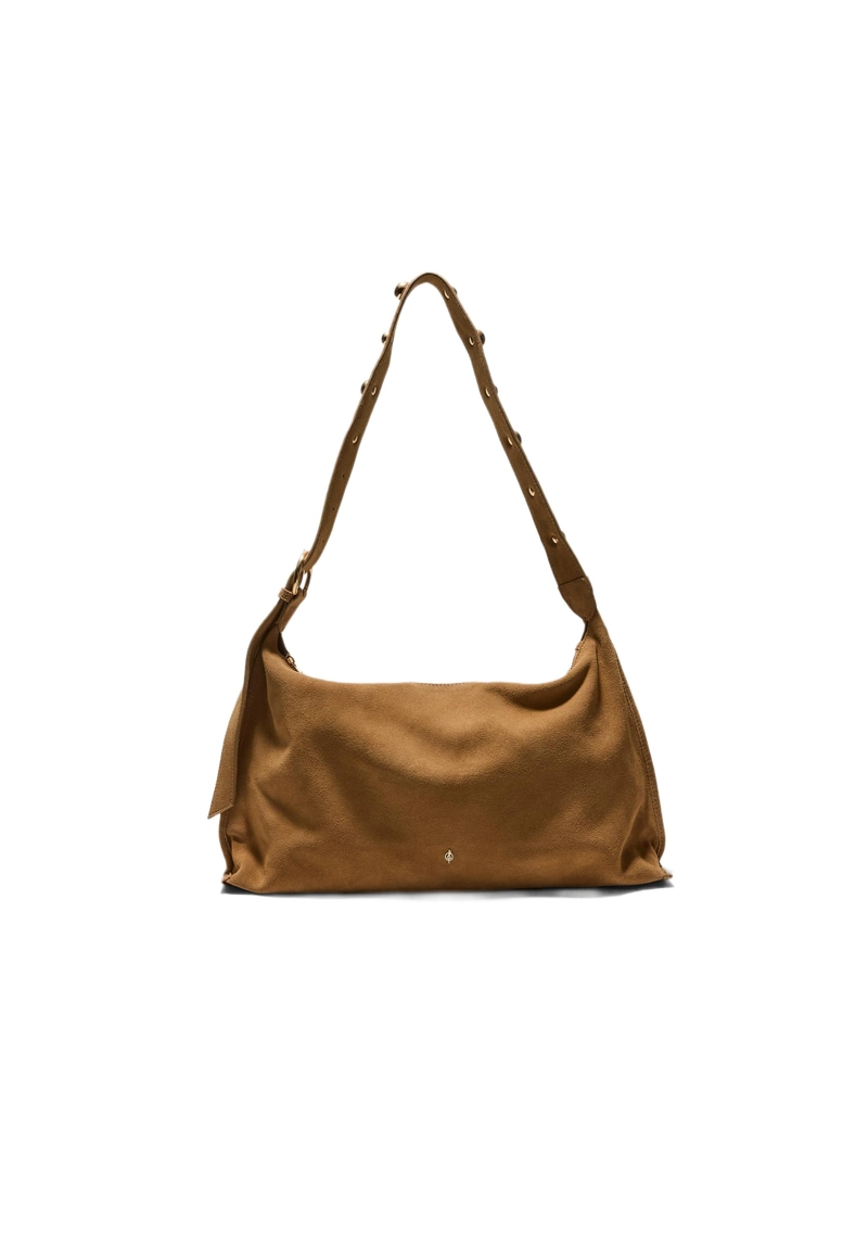 Плоская сумка через плечо со 100% кожаными заклепками