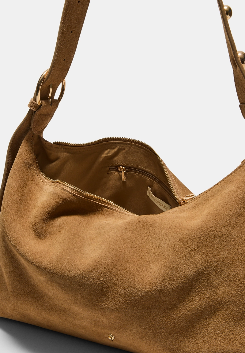 Плоская сумка через плечо со 100% кожаными заклепками