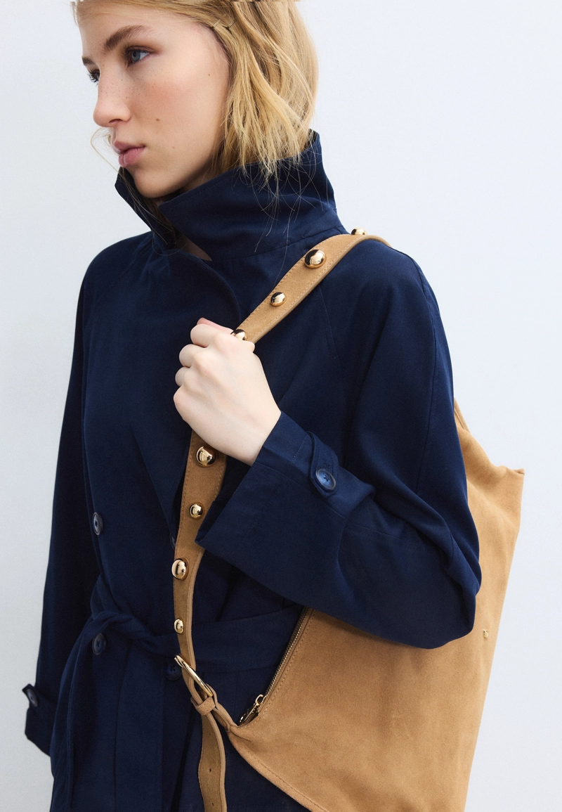 Плоская сумка через плечо со 100% кожаными заклепками