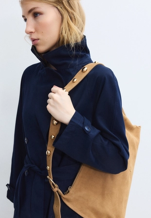 Плоская сумка через плечо со 100% кожаными заклепками- Заказать в России