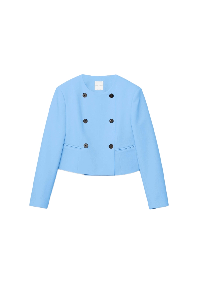 Укороченный пиджак с круглым вырезом