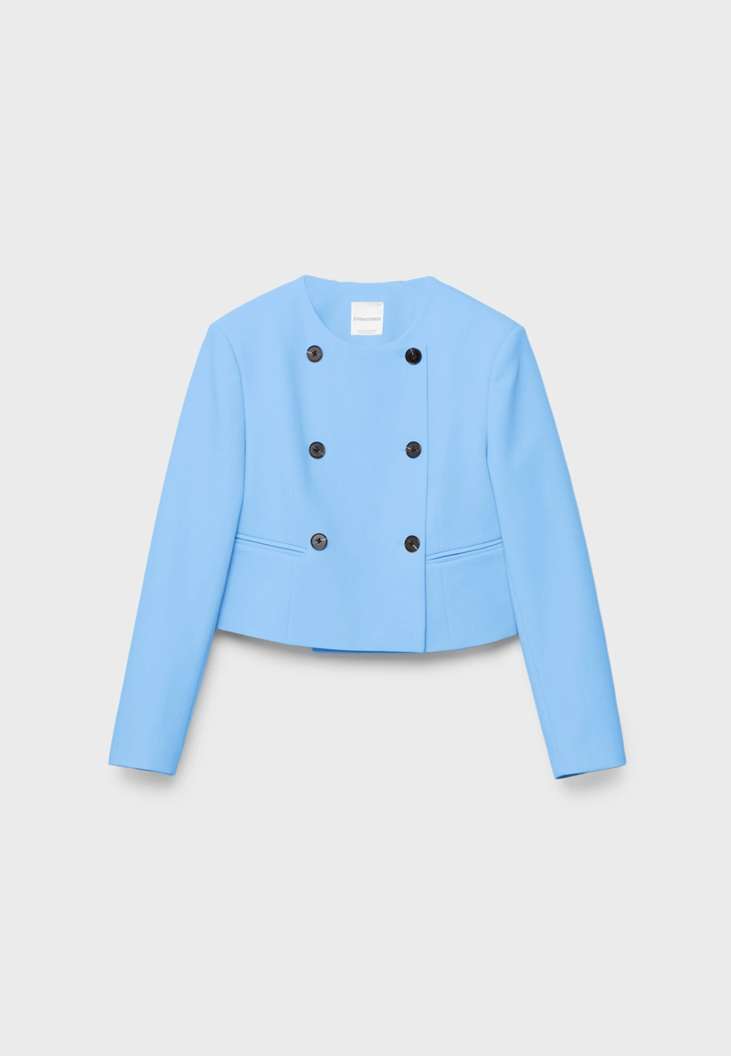 Укороченный пиджак с круглым вырезом