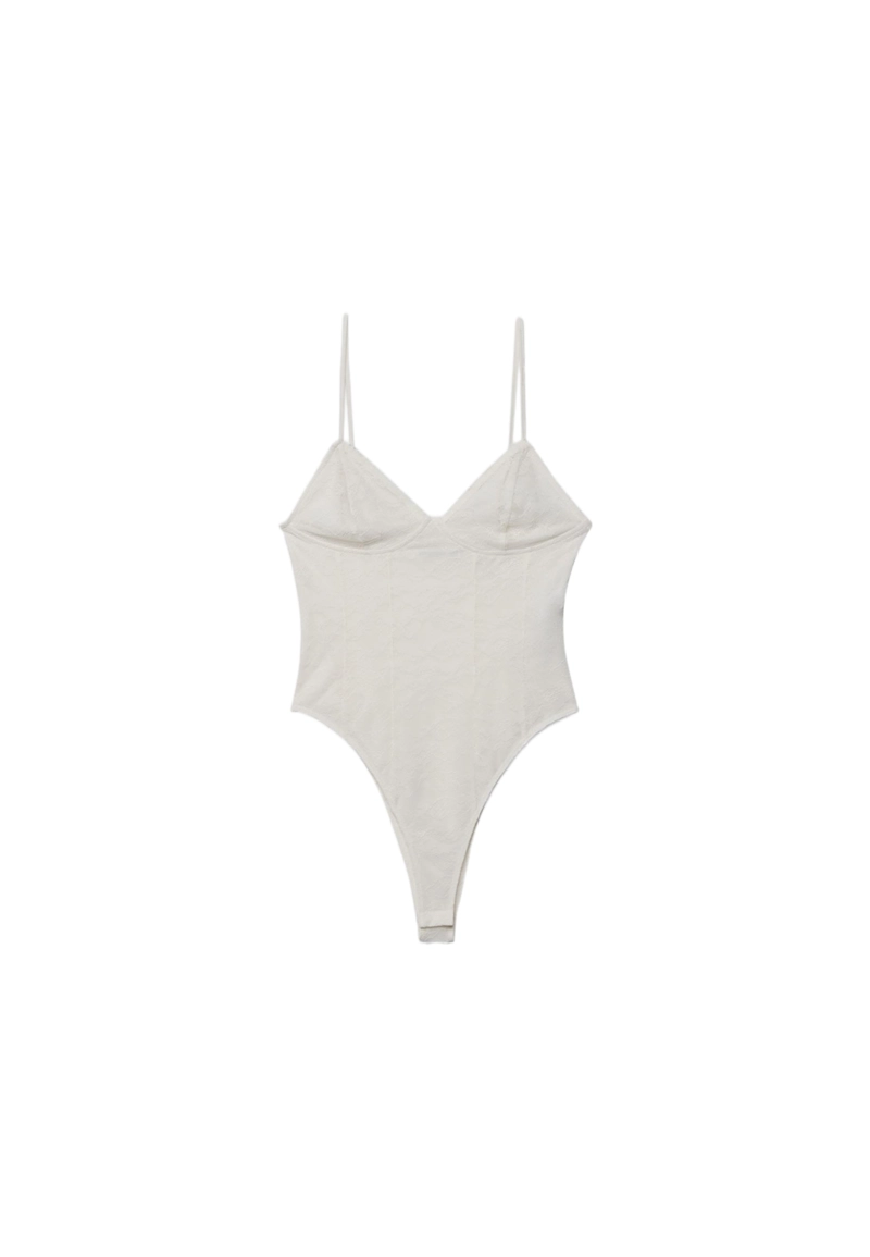 Боди на бретельках с кружевом