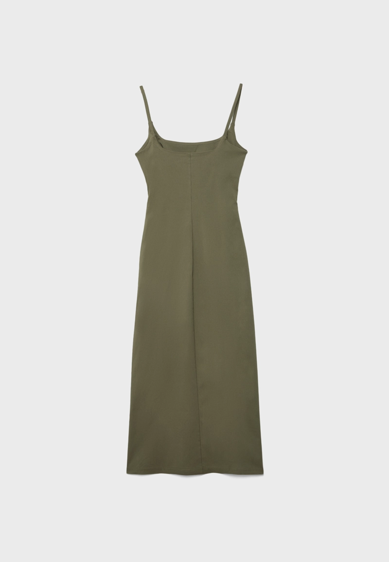 Платье миди из бенгалина с квадратным вырезом