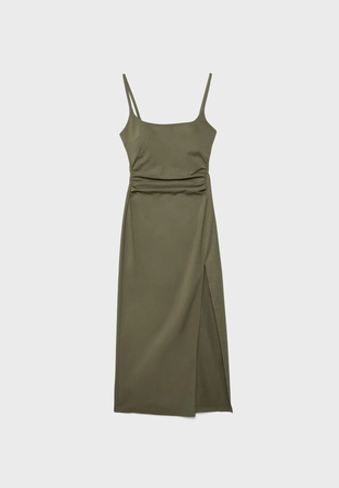 Платье миди из бенгалина с квадратным вырезом- Заказать в России