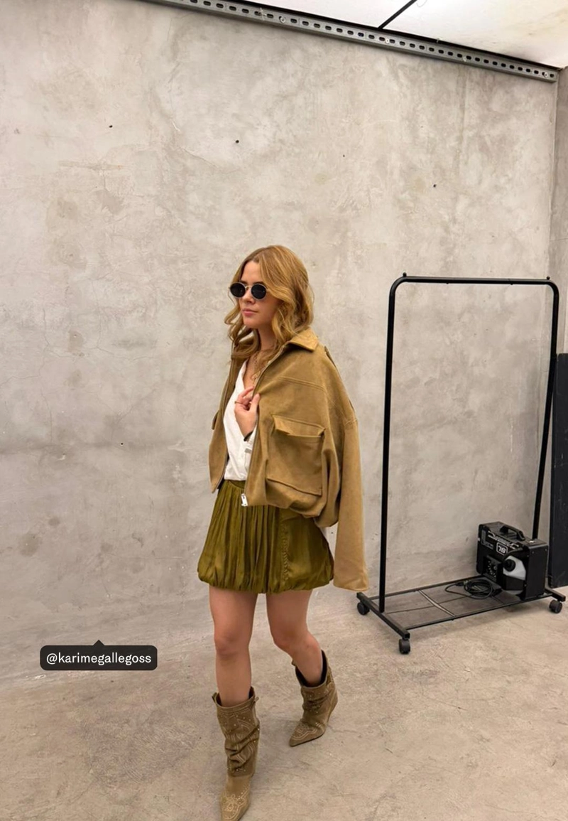 Юбка-баллон из сатина с карманами