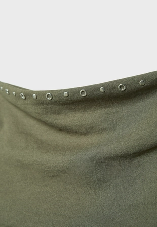 Короткое асимметричное платье с заклепками- Заказать в России