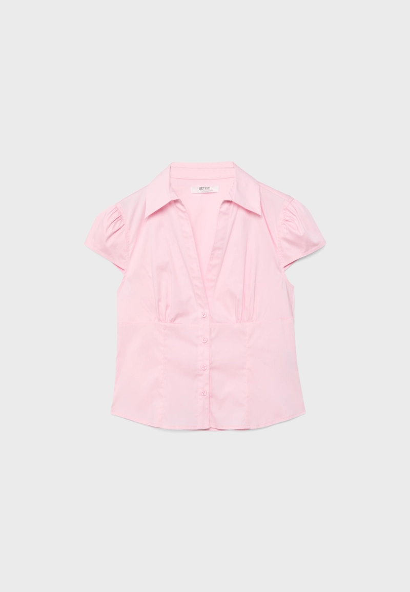 Приталенная рубашка с короткими рукавами