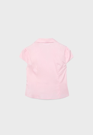 Приталенная рубашка с короткими рукавами- Заказать в России