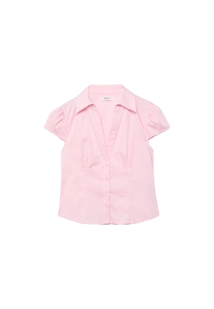 Приталенная рубашка с короткими рукавами- Заказать в России