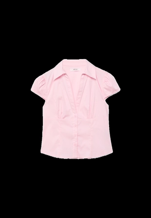 Приталенная рубашка с короткими рукавами- Заказать в России