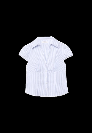 Приталенная рубашка с короткими рукавами- Заказать в России