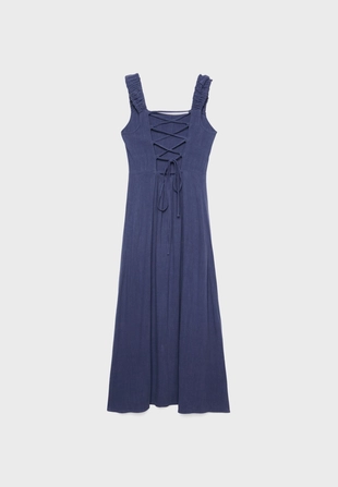 Платье миди с запахом на спине, эффект льна- Заказать в России