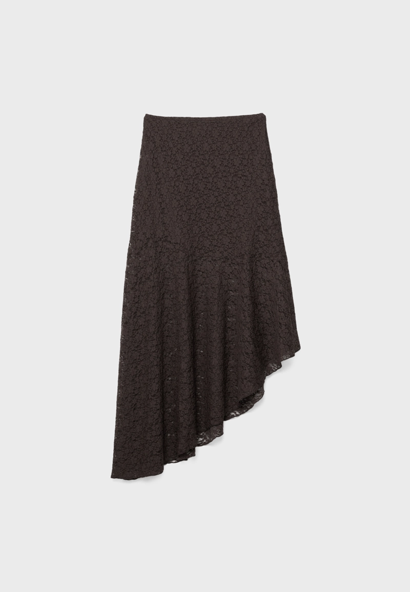 Асимметричная кружевная юбка миди