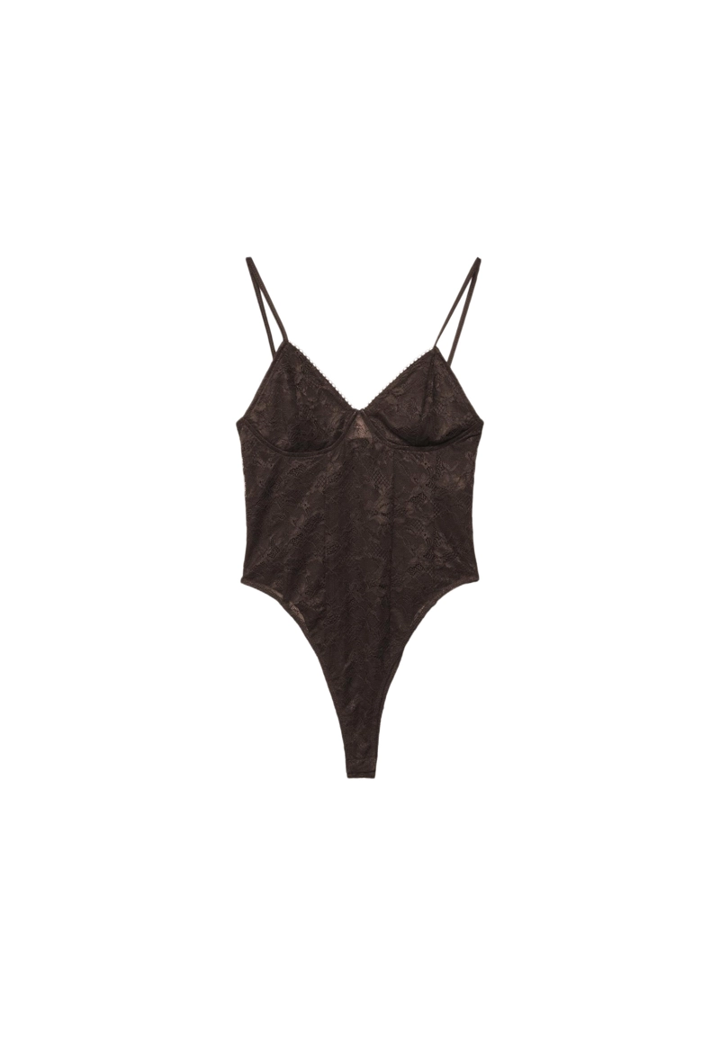 Боди на бретельках с кружевом