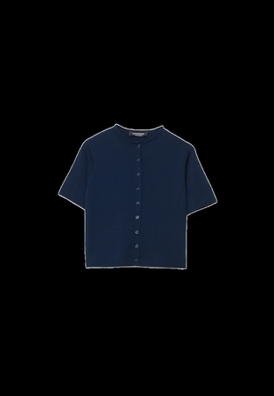 Кардиган с воротником-стойкой на пуговицах- Заказать в России