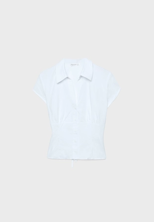 Рубашка с короткими рукавами и вырезом на груди- Заказать в России