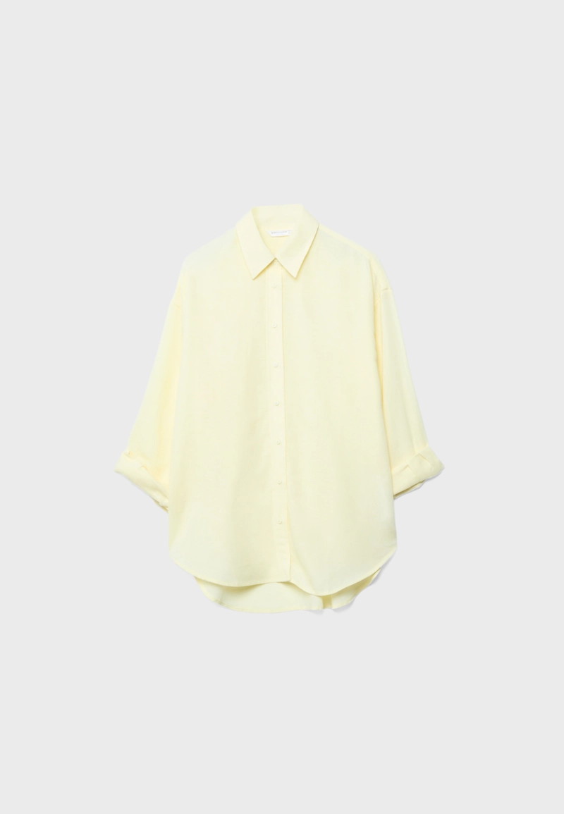 Рубашка свободного кроя с эффектом льняной ткани