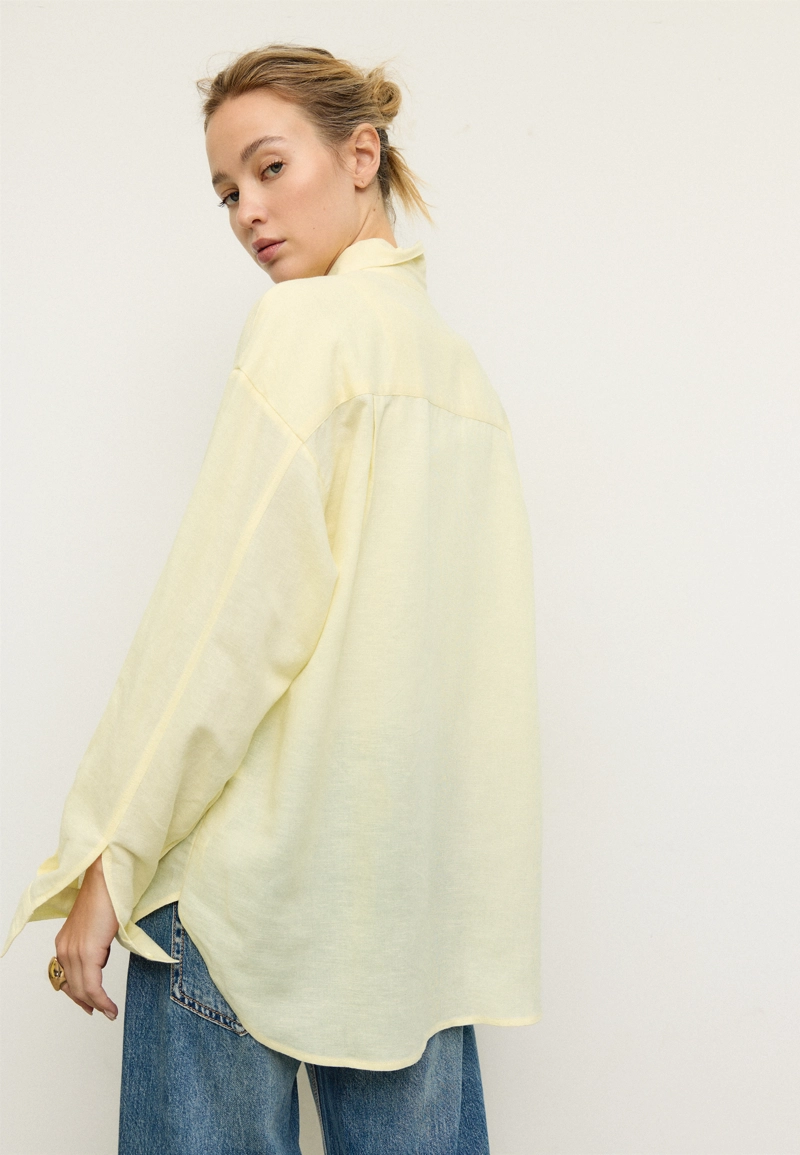 Рубашка свободного кроя с эффектом льняной ткани