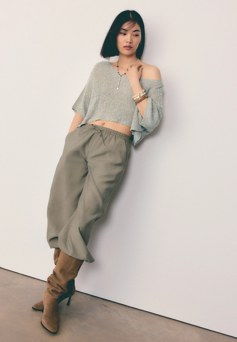 Базовый вязаный свитер-накидка