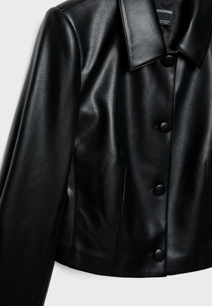 Укороченный пиджак из искусственной кожи- Заказать в России