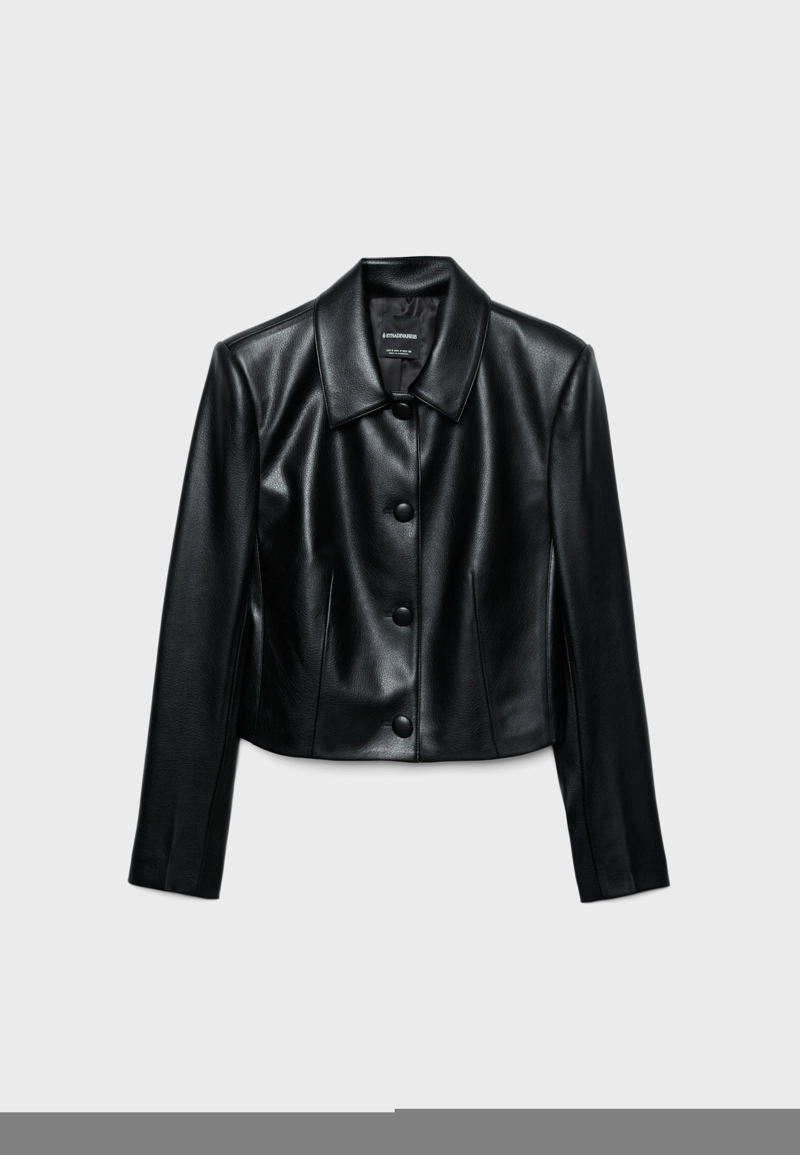Укороченный пиджак из искусственной кожи