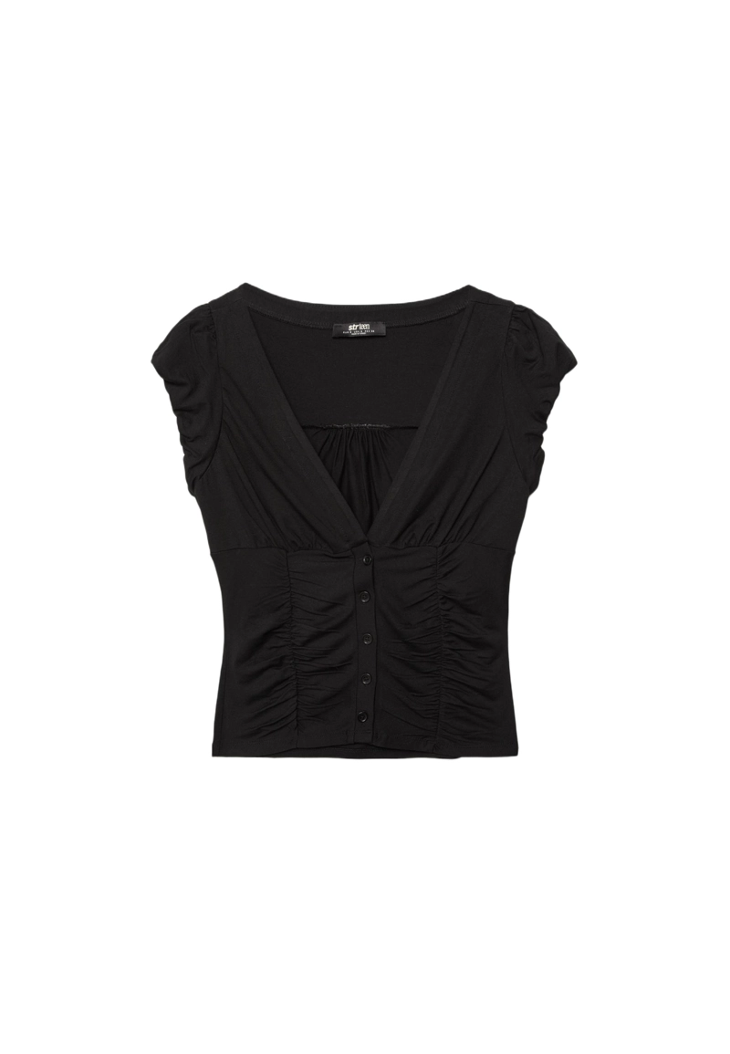 Рубашка с короткими рукавами и сборками