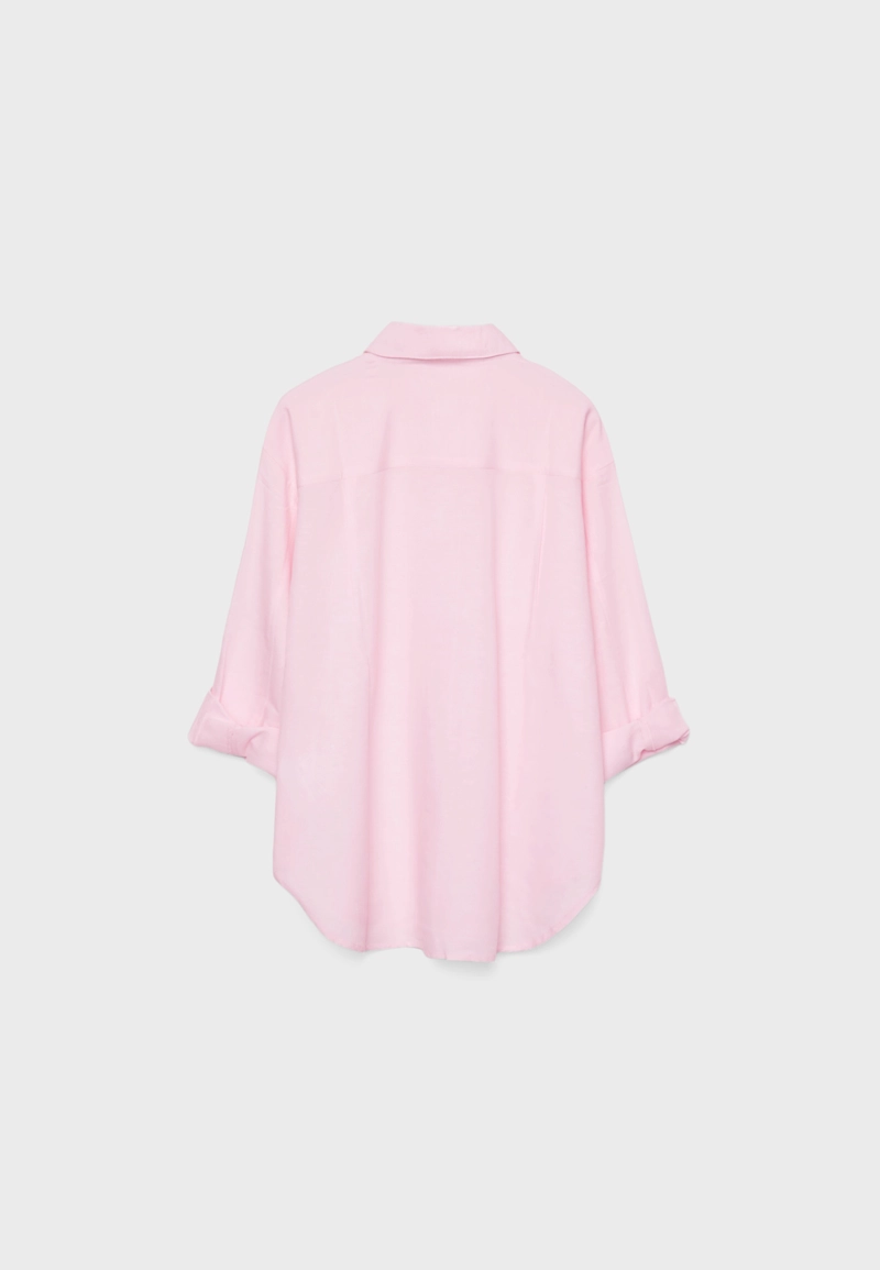 Рубашка свободного кроя с эффектом льняной ткани