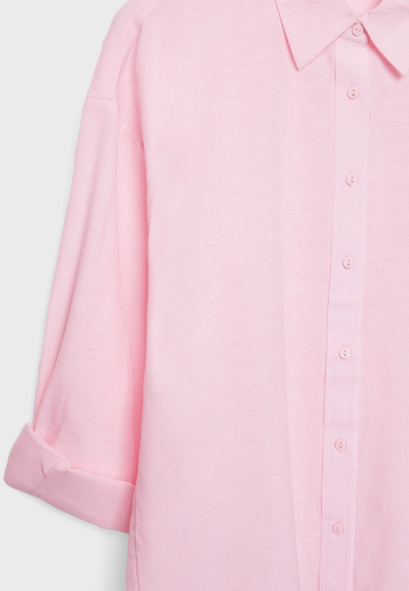 Рубашка свободного кроя с эффектом льняной ткани