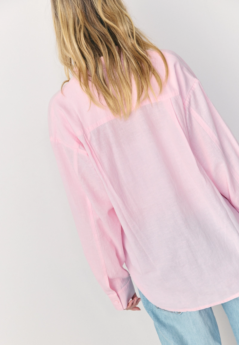 Рубашка свободного кроя с эффектом льняной ткани