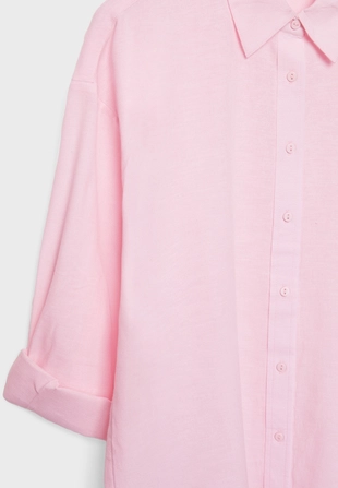 Рубашка свободного кроя с эффектом льняной ткани- Заказать в России