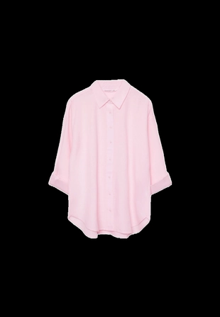 Рубашка свободного кроя с эффектом льняной ткани- Заказать в России