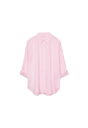 Рубашка свободного кроя с эффектом льняной ткани- Заказать в России