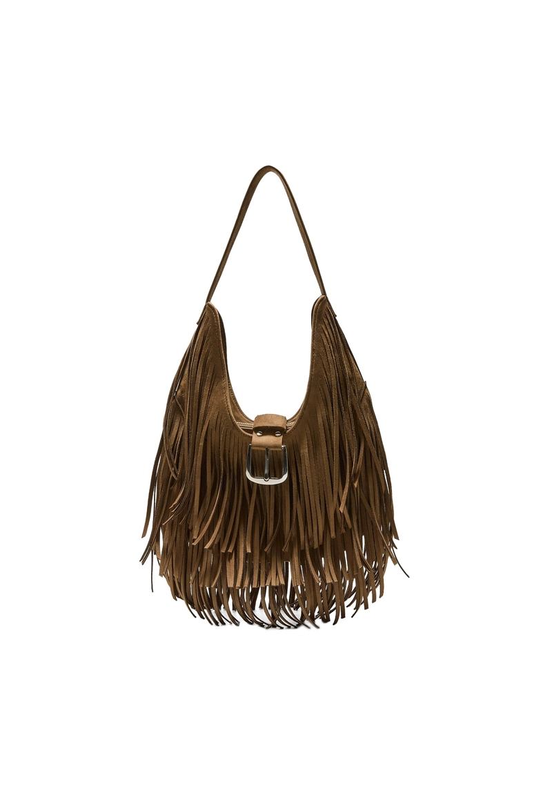 Сумка на плечо с бахромой и пряжкой