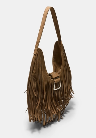 Сумка на плечо с бахромой и пряжкой- Заказать в России