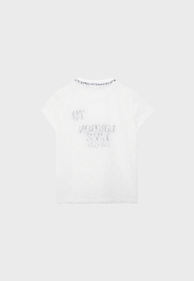 Облегающая футболка из кружева с графическим принтом