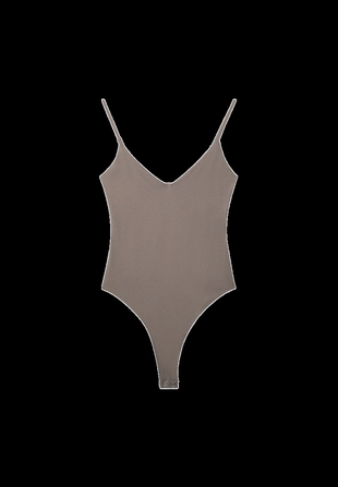 Боди на бретелях с V-образным вырезом- Заказать в России