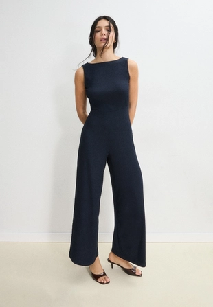 Длинный прямой комбинезон без рукавов- Заказать в России